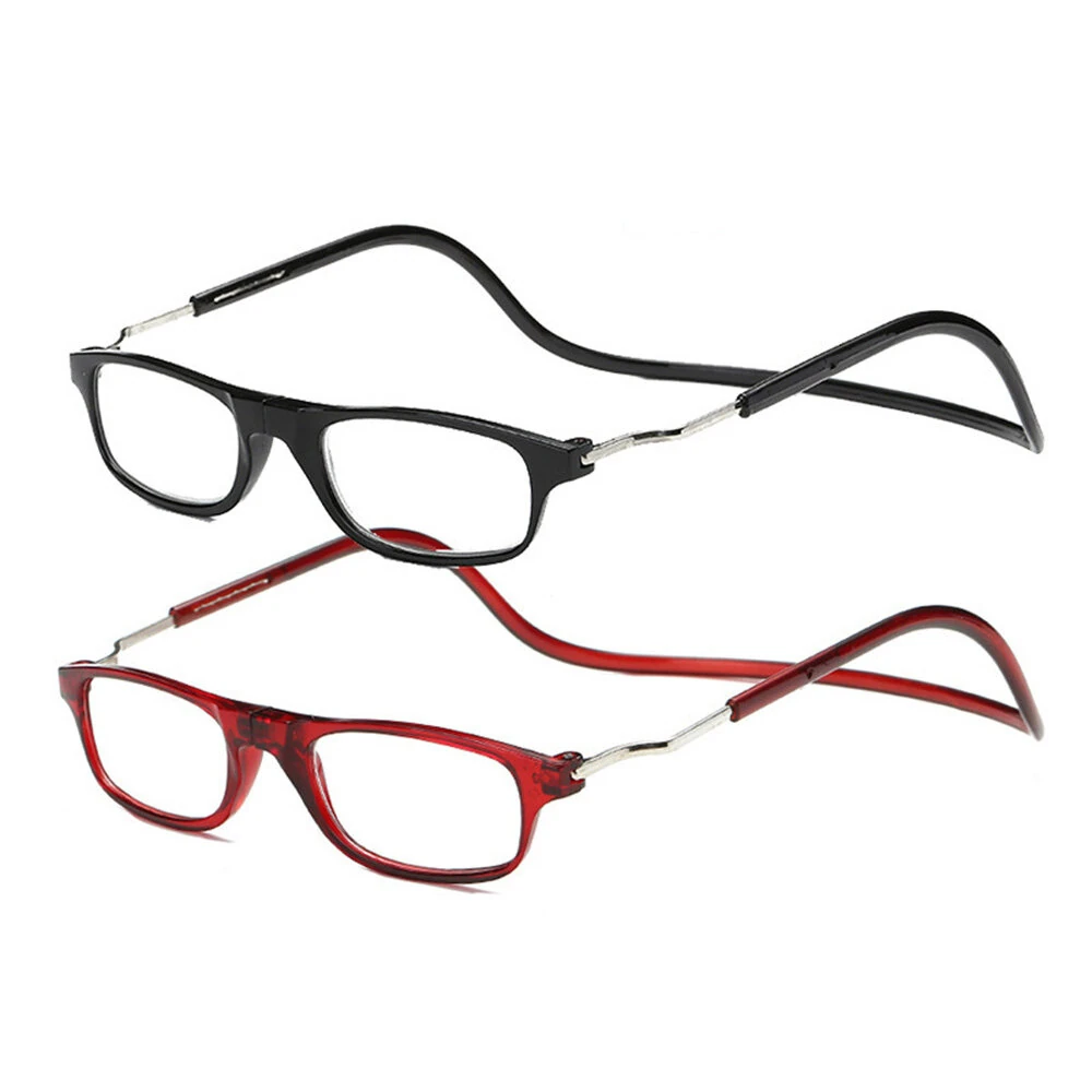(image for) 2pcs Magnetic Neck Mounted Lightweight Reading Glasses Adjustable Temples Anti-Fall Anti-drop Presbyopic Eyeglasses