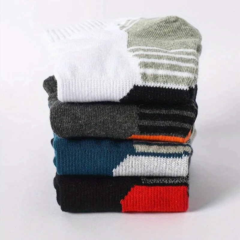 (image for) 5 Pairs Men's Cotton Breathable Athletic Short Socks, Men's Low Cut Sweat-Wicking Ankle Socks, High Quality Casual Soft Summer Sports Socks