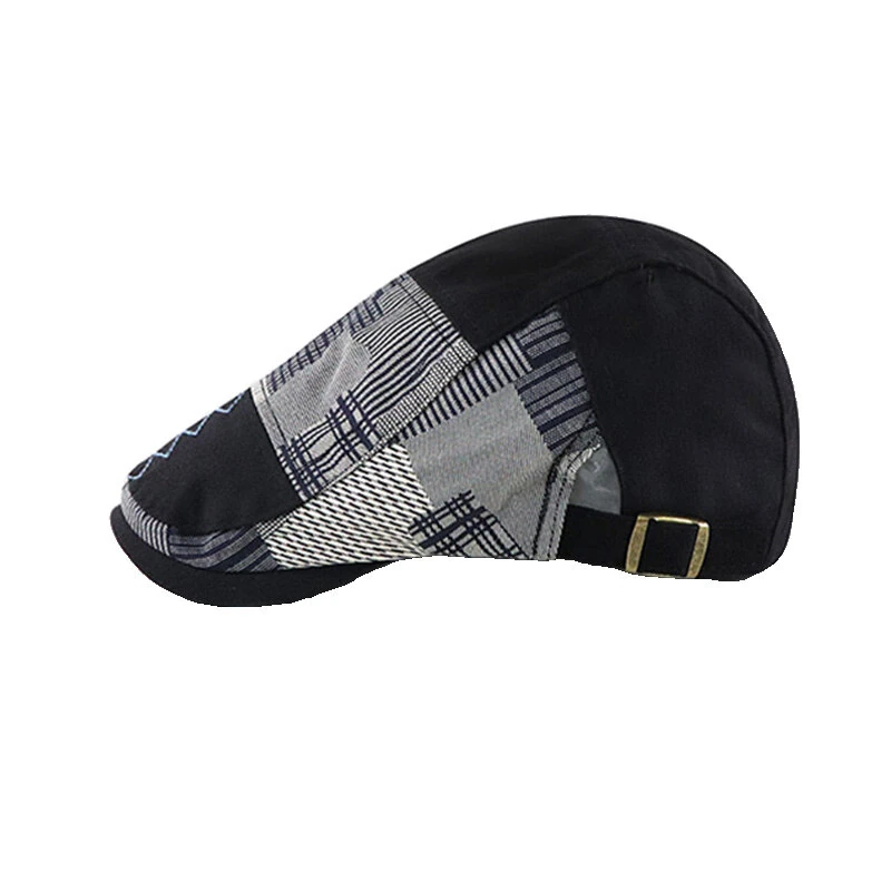 (image for) Collrown Men Berets Retro Patchwork Plaid hat Men's Flat Cap England Newsboy Cap Classic Peaked Painter Caps for Spring Summer Autumn Winter
