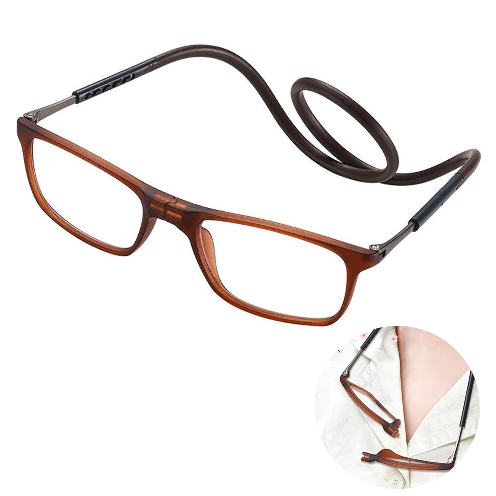 (image for) Folding Portable Hang Neck Magnetic Reading Glasses Lightweight Anti-blue Light HD Eye Protection Presbyopia Glasses