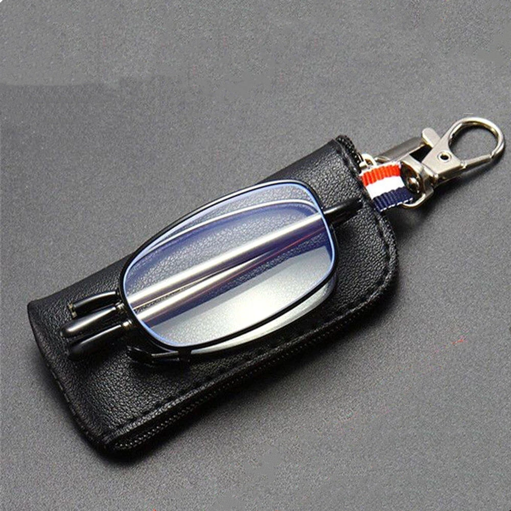 (image for) Portable Folding Reading Glasses with Buckle Storage Bag HD Anti-Blue Light Anti-Radiation Glasses Presbyopic Glasses for Women Men